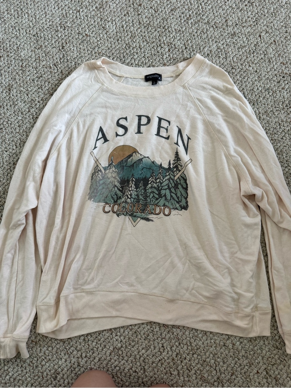 Graphic Aspen Colorado Long Sleeve Tee - Cream